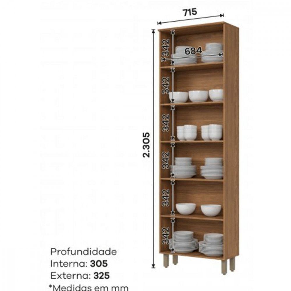 Cristaleira 2 Portas Com Vidro Reflecta Requinte Henn 71,5 Nature - 3