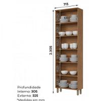 Cristaleira 2 Portas Com Vidro Reflecta Requinte Henn 71,5 Nature - 3