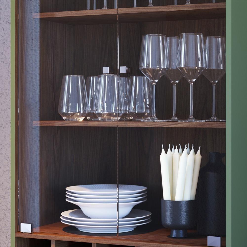 Cristaleira Com Portas De Vidro E Adega Jurerê Hortelã Amêndoa Hortelã Amêndoa - 2