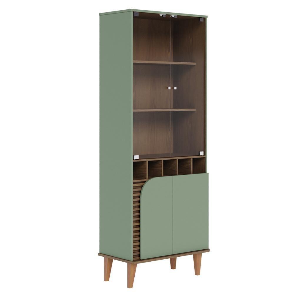 Cristaleira Com Portas De Vidro E Adega Jurerê Hortelã Amêndoa Hortelã Amêndoa - 3