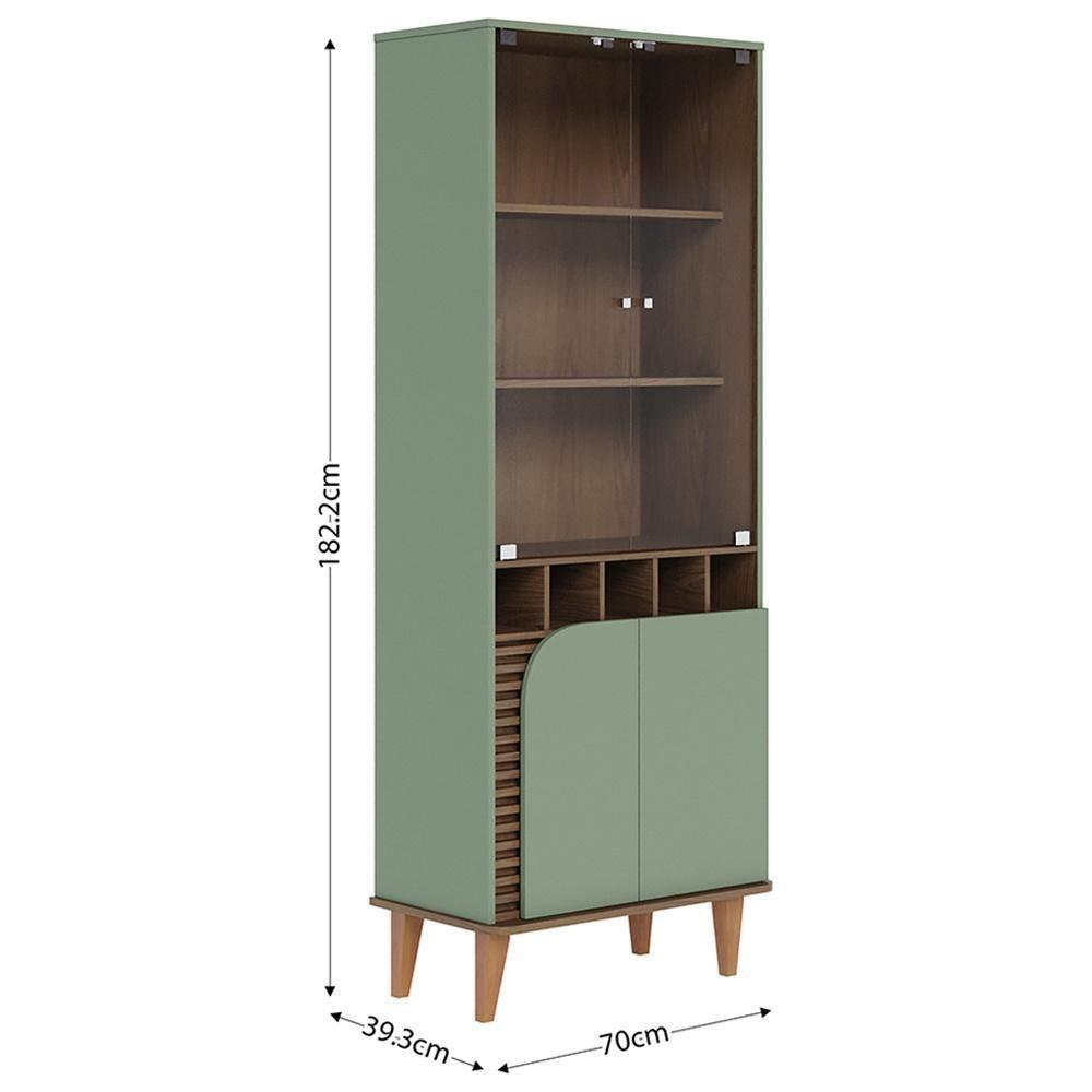 Cristaleira Com Portas De Vidro E Adega Jurerê Hortelã Amêndoa Hortelã Amêndoa - 8