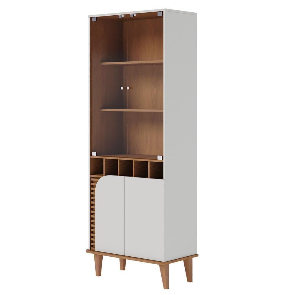 Cristaleira Com Portas De Vidro E Adega Jurerê Off White Matte Freijó - 5