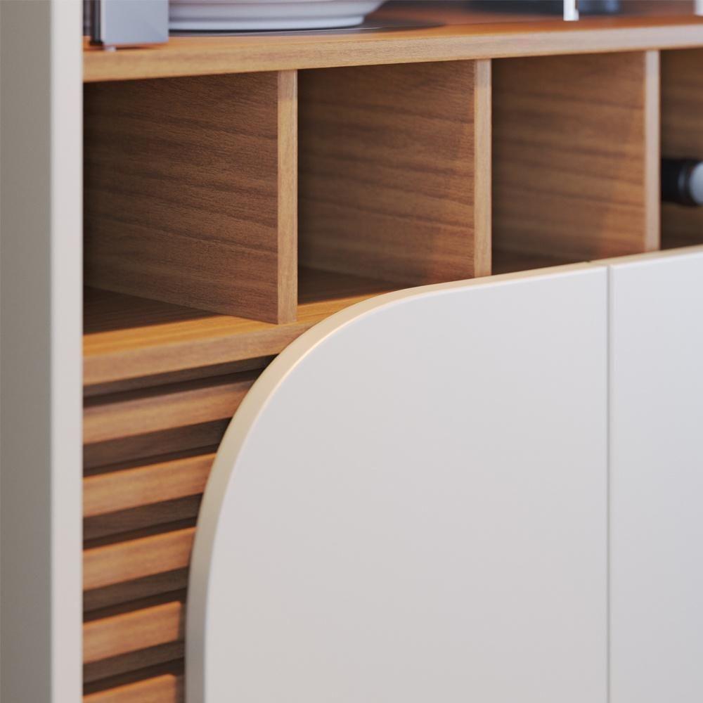 Cristaleira Com Portas De Vidro E Adega Jurerê Off White Matte Freijó - 6