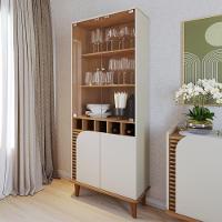 Cristaleira Com Portas De Vidro E Adega Jurerê Off White Matte Freijó - 1