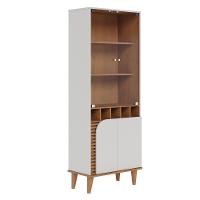 Cristaleira Com Portas De Vidro E Adega Jurerê Off White Matte Freijó