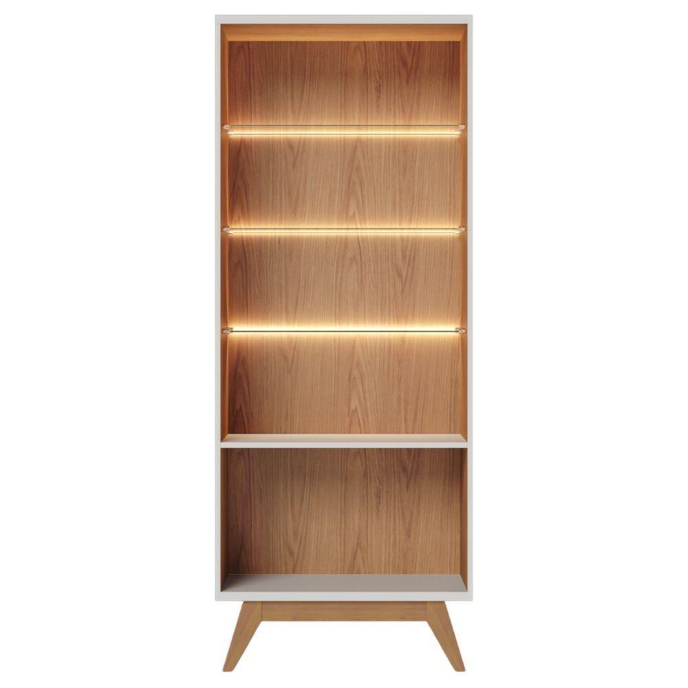 Cristaleira Com 3 Prateleiras Milão Off White Matte Freijó - 3