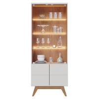 Cristaleira Com 3 Prateleiras Milão Off White Matte Freijó - 1