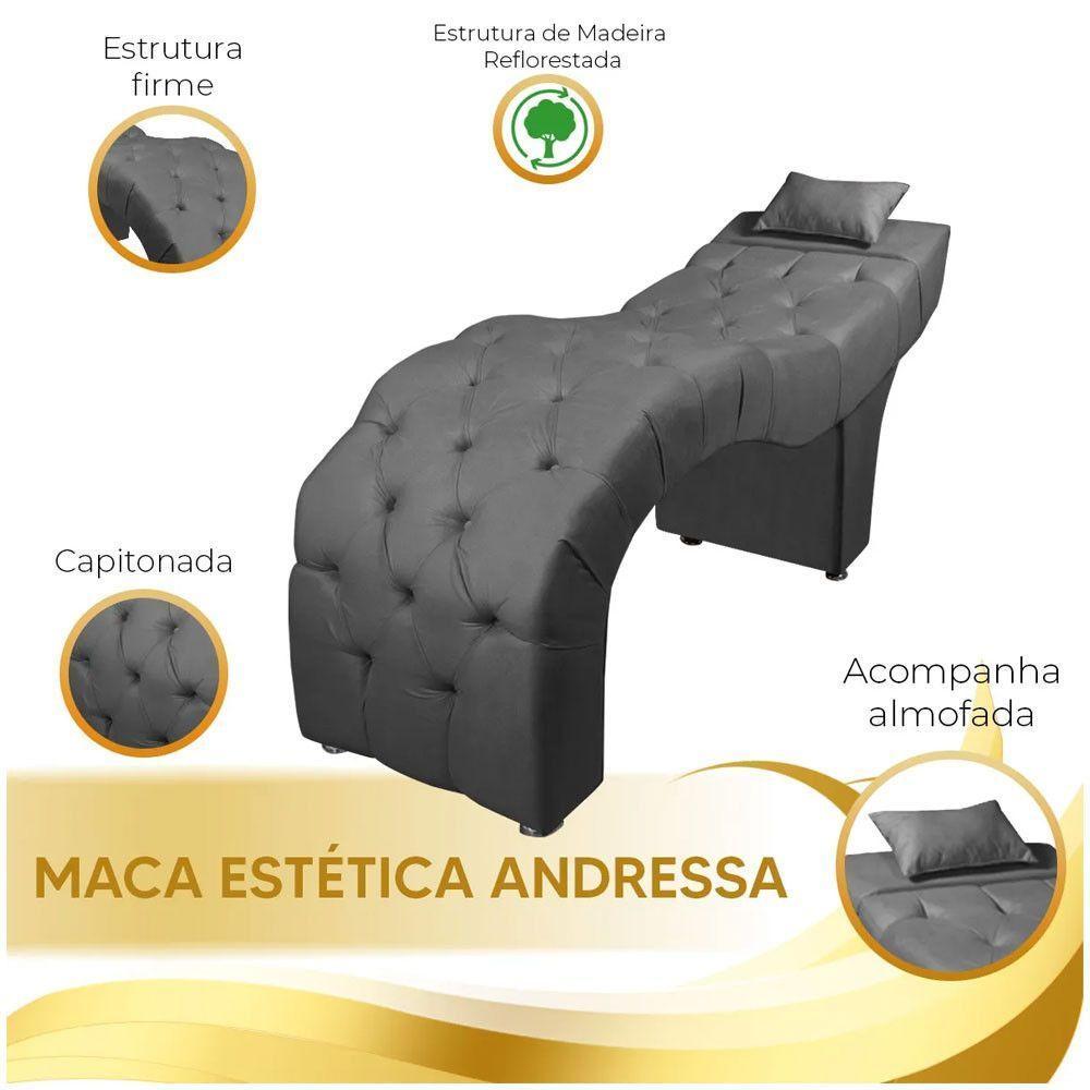 Maca Estofada Para Clínica De Estética Facial Com Capitonê Cinza - 3