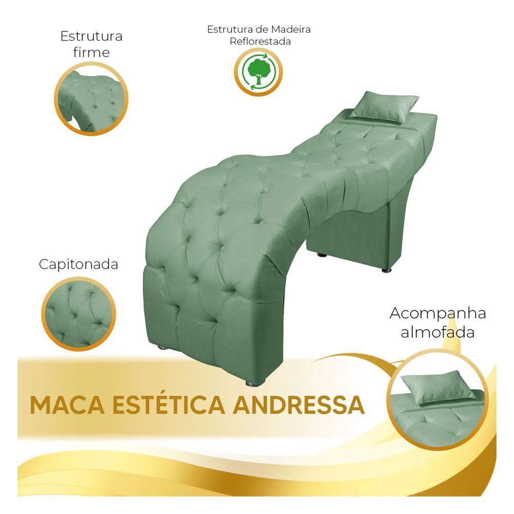 Maca Estofada Para Clínica De Estética Facial Com Capitonê Verde Samabaia - 6