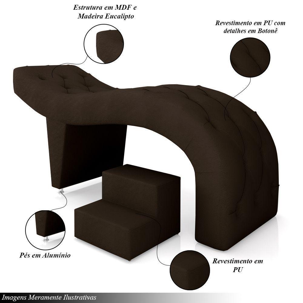 Maca De Estética Para Massagem Cílios Fixa Lash Estofada Com Escada Pu Marrom G83 - 6