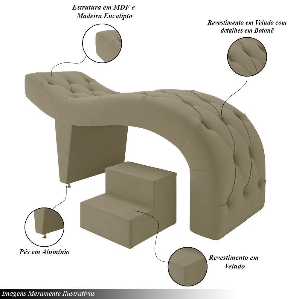 Maca De Estética Para Massagem Cílios Fixa Lash Estofada Com Escada Veludo Castor G83 - 6