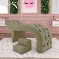 Maca De Estética Para Massagem Cílios Fixa Lash Estofada Com Escada Veludo Castor G83 - 7