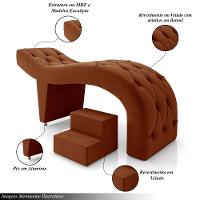 Maca De Estética Para Massagem Cílios Fixa Lash Estofada Com Escada Veludo Terracota G83 - 6