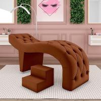 Maca De Estética Para Massagem Cílios Fixa Lash Estofada Com Escada Veludo Terracota G83 - 7