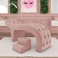 Maca De Estética Para Massagem Cílios Fixa Lash Estofada Com Escada Veludo Rose G83 - 2