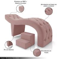 Maca De Estética Para Massagem Cílios Fixa Lash Estofada Com Escada Veludo Rose G83 - 7