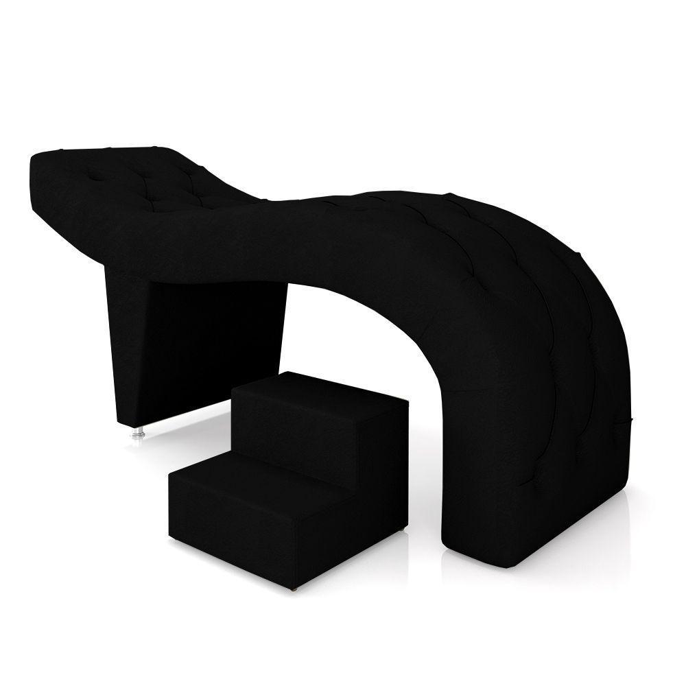 Maca De Estética Para Massagem Cílios Fixa Lash Estofada Com Escada Pu Preto G83 - 1