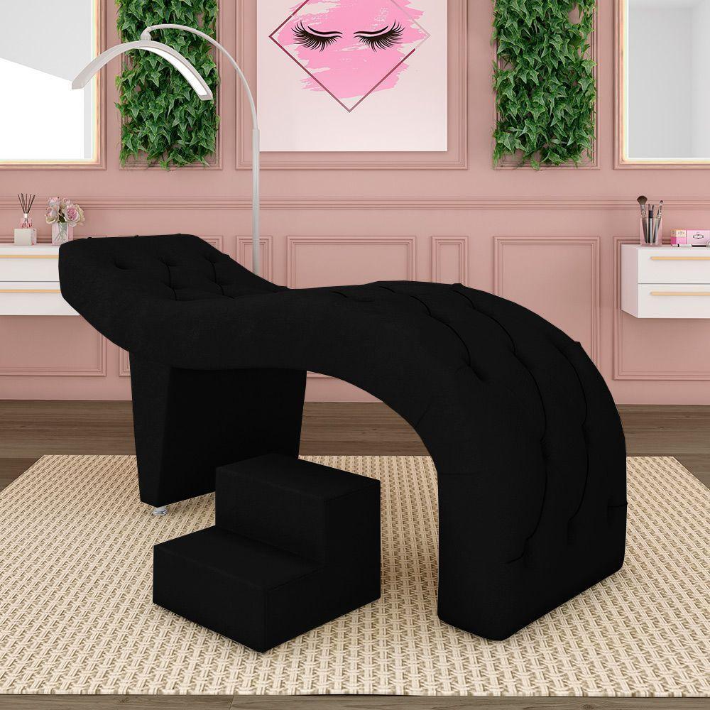 Maca De Estética Para Massagem Cílios Fixa Lash Estofada Com Escada Pu Preto G83 - 7