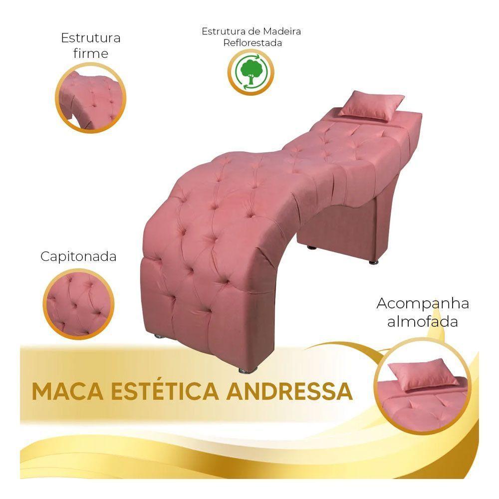 Maca Estofada Para Clínica De Estética Facial Com Capitonê Coral - 5