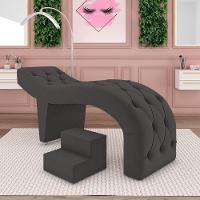 Maca De Estética Para Massagem Cílios Fixa Lash Estofada Com Escada Veludo Cinza G83 - 7