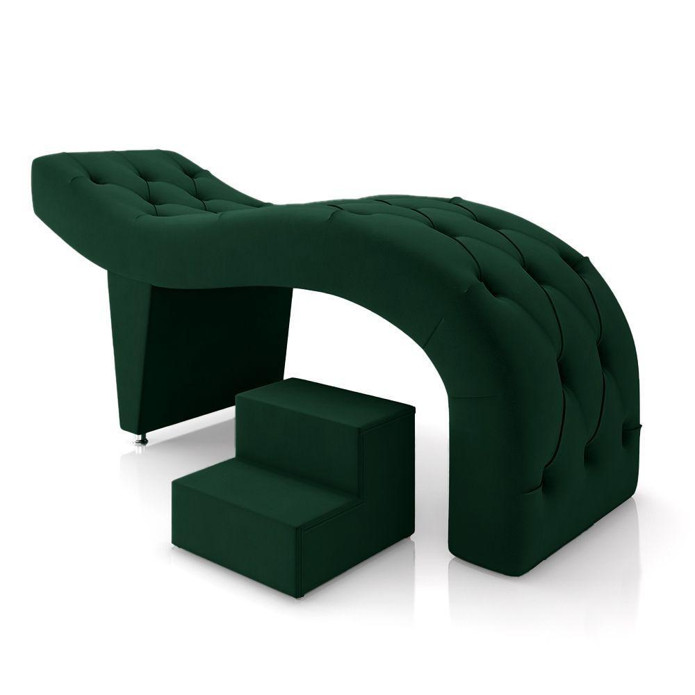 Maca De Estética Para Massagem Cílios Fixa Lash Estofada Com Escada Veludo Verde G83 - 1