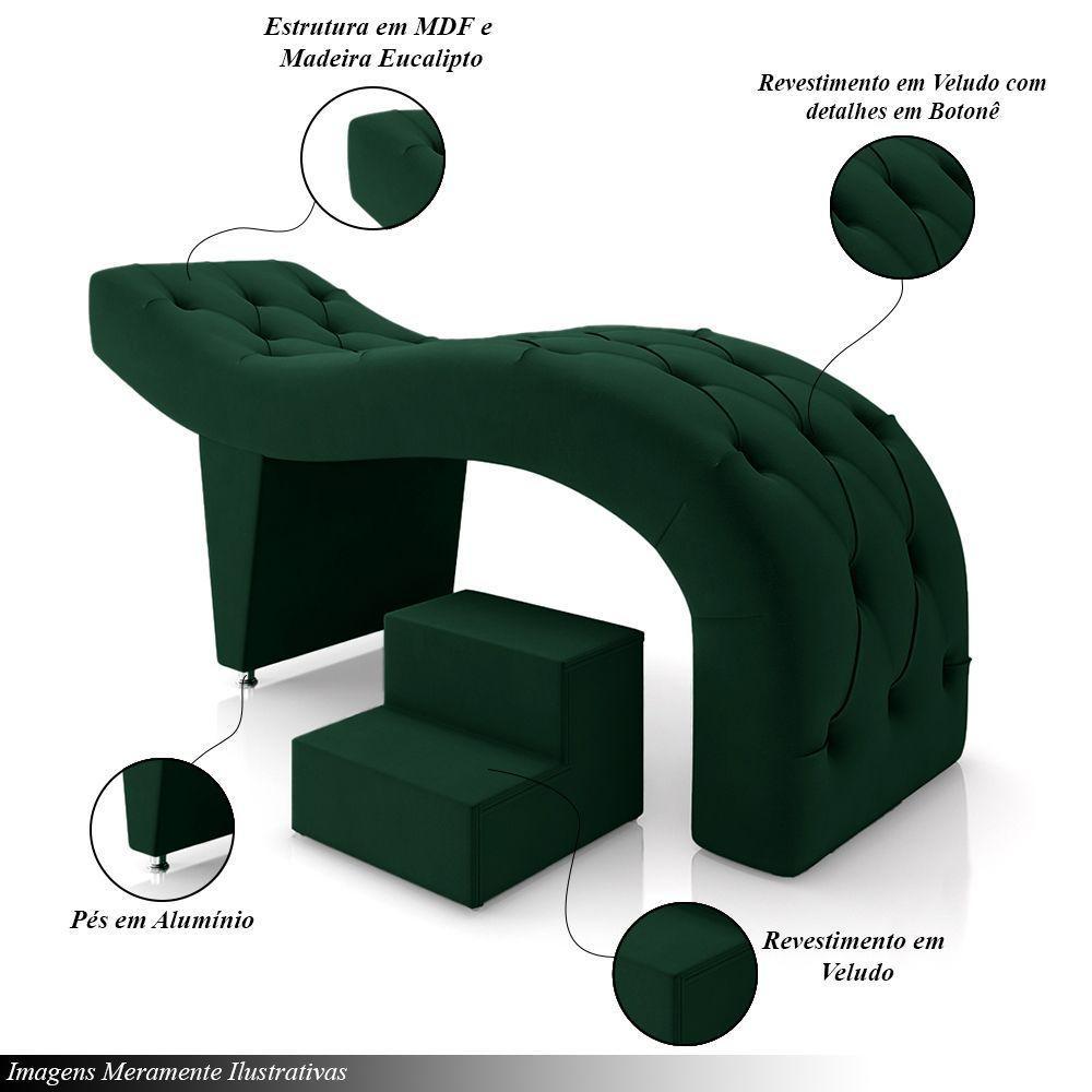 Maca De Estética Para Massagem Cílios Fixa Lash Estofada Com Escada Veludo Verde G83 - 6