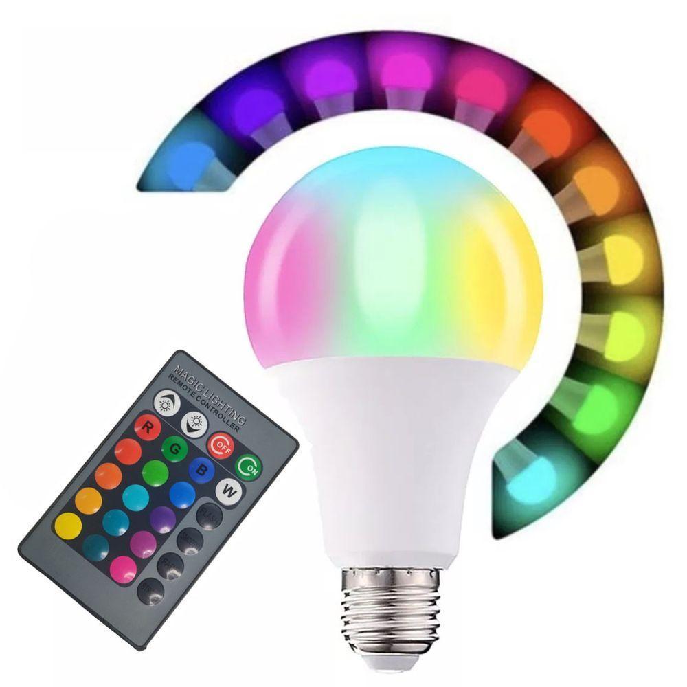 Lampada Led Rgb 16 Cores Controle Remoto Luzes Decoraçao Iluminaçao Quarto Sala Saloes Festa - 3
