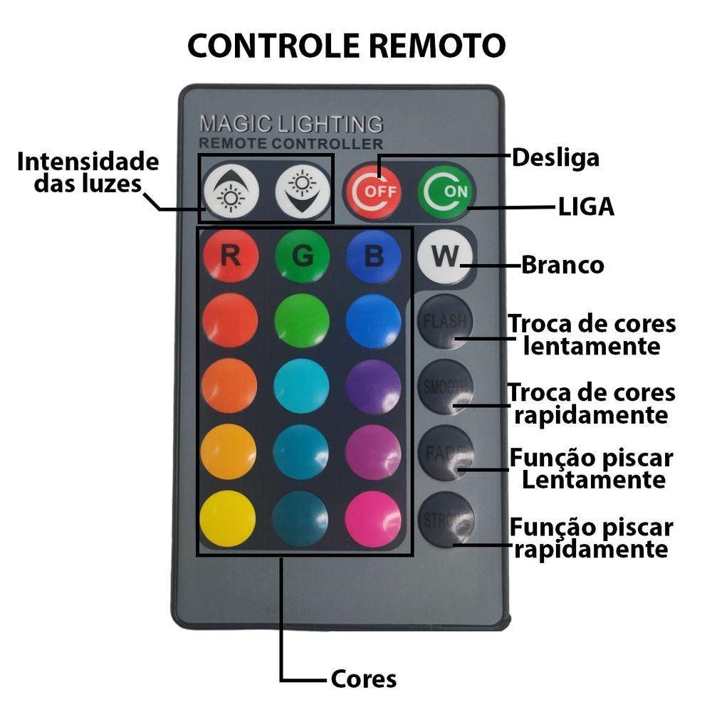 Lampada Led Rgb 16 Cores Controle Remoto Luzes Decoraçao Iluminaçao Quarto Sala Saloes Festa - 6