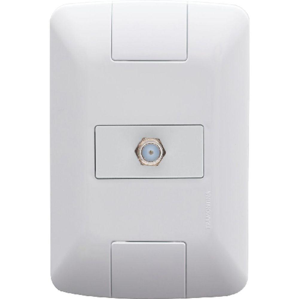 Conjunto Placa Com Tomada Tv Sat Aria Branca - Tramontina - 1