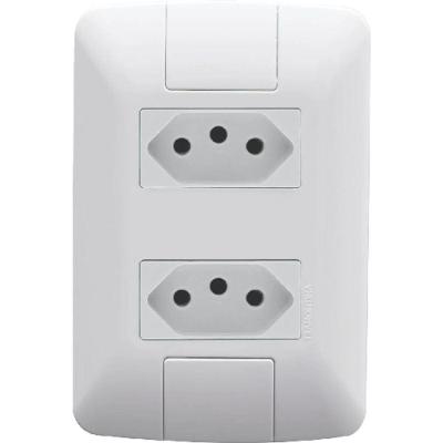 Conjunto Placa + 2 Tomadas 10a Aria Branca - Tramontina