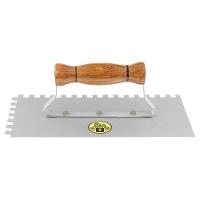 Desempenadeira Metálica De Base Lisa Tramontina Com Dentes Com Cabo De Madeira - 1