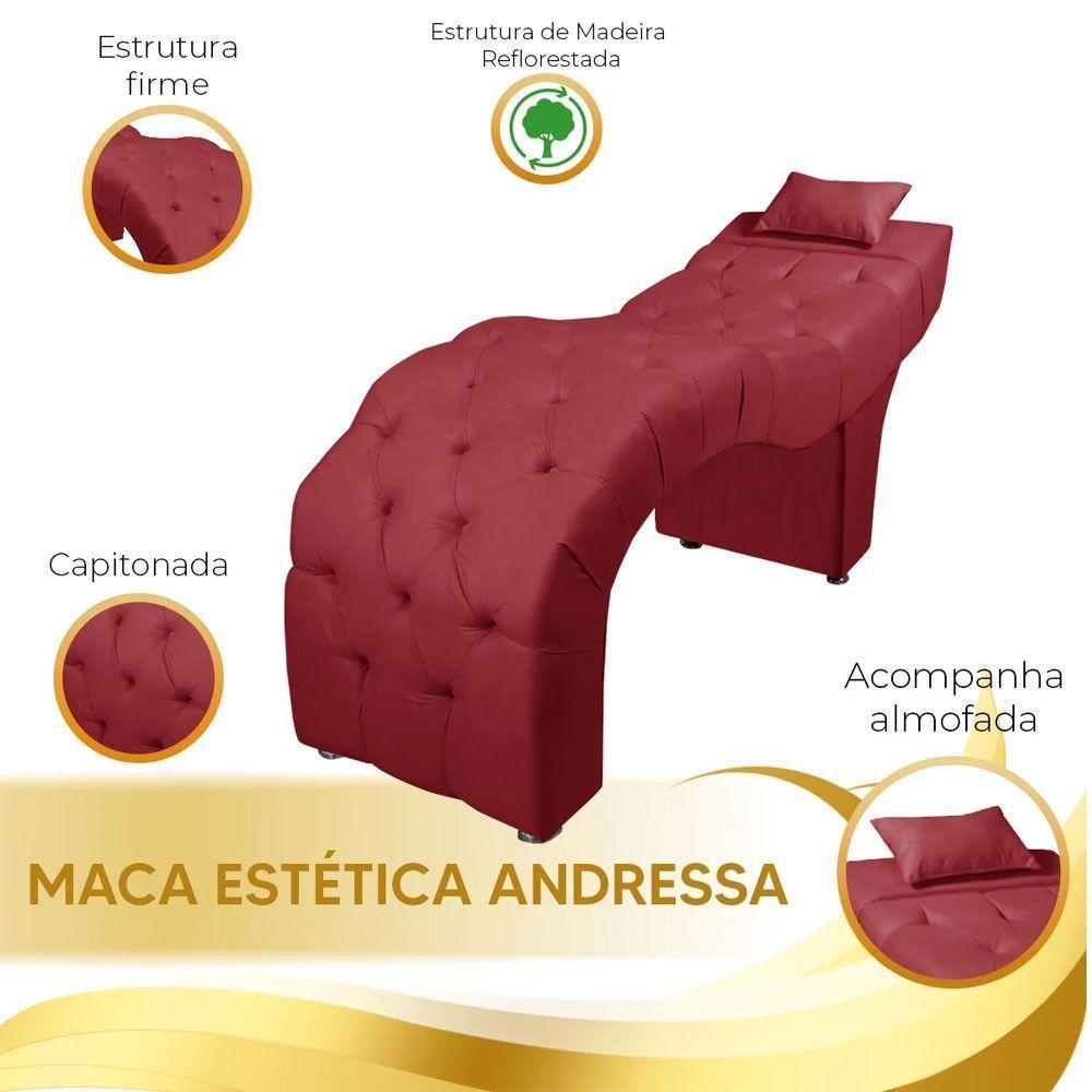 Maca Estofada Para Clínica De Estética Facial Com Capitonê Vermelho - 6