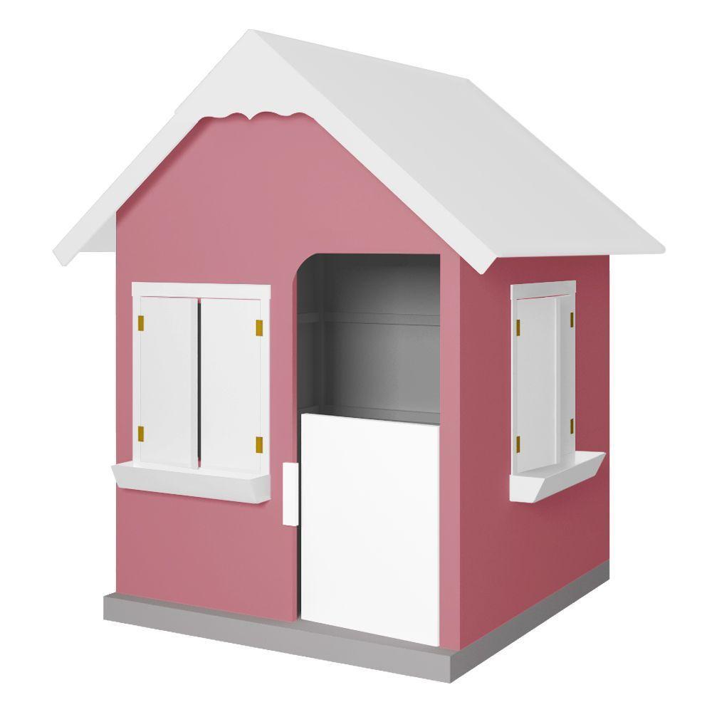 Casinha De Brinquedo Com Floreiros Mdf Rosa-branco - Criança Feliz - 1