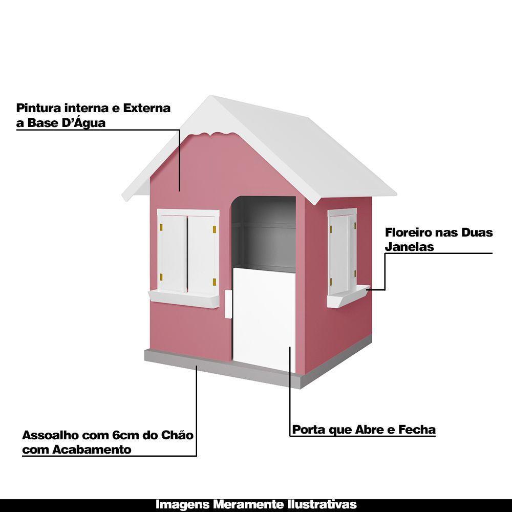 Casinha De Brinquedo Com Floreiros Mdf Rosa-branco - Criança Feliz - 6