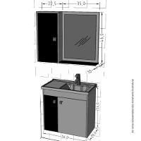 Conjunto Para Banheiro Munique Preto e Ripado Bechara - 1
