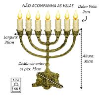 Castiçal De Metal Dourado Ouro Para 07 Velas 30x26x15cm - 2