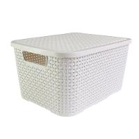 Caixa Organizadora Rattan Cesto Branco Com Tampa 7 Litros - 2