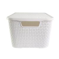 Caixa Organizadora Rattan Cesto Branco Com Tampa 7 Litros - 3