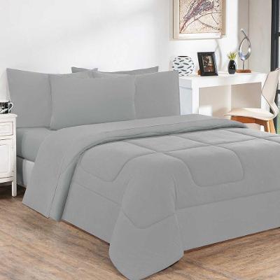 Kit Edredom Malha 100% Algodão Gran Moratta 2 Peças Solteiro - Cinza-cinza.