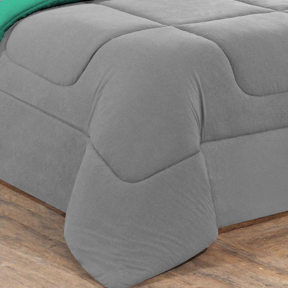 Kit Edredom Malha 100% Algodão Gran Moratta 2 Peças Solteiro - Cinza-verde Jade. - 2