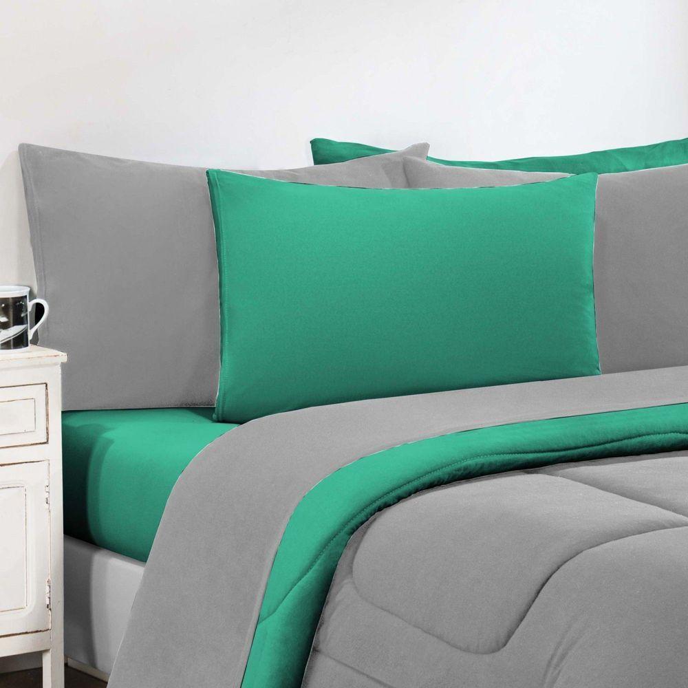 Kit Edredom Malha 100% Algodão Gran Moratta 2 Peças Solteiro - Cinza-verde Jade. - 3