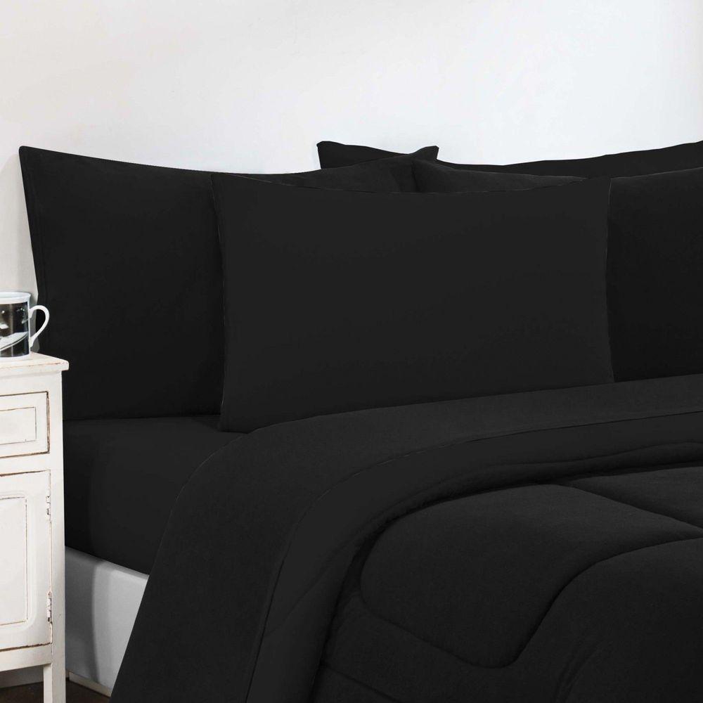 Kit Edredom Malha 100% Algodão Gran Moratta 3 Peças King - Preto-preto. - 3