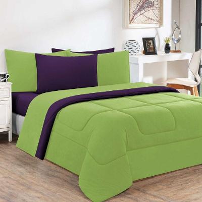 Edredom Malha 100% Algodão Gran Moratta 1 Peça King - Verde Pistache-roxo.