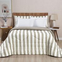 Edredom Cobertor Daily Queen Malha Listrado Dupla Face Fio Penteado - Avelã - 3