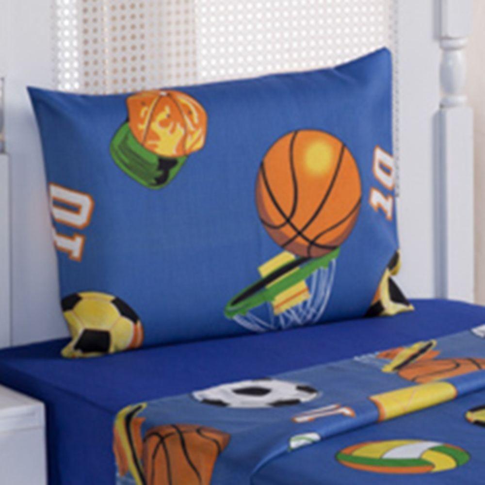 Kit Coordenado Edredom Com Lençol Solteiro Alegria - Azul - 3