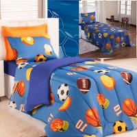 Kit Coordenado Edredom Com Lençol Solteiro Alegria - Azul - 1