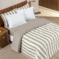 Edredom Cobertor Daily King Malha Listrado Dupla Face Fio Penteado - Avelã - 1