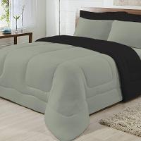 Edredom Dupla Face 100% Algodão Malha King Gran Moratta 01 Peça - Preto- Cinza. - 2