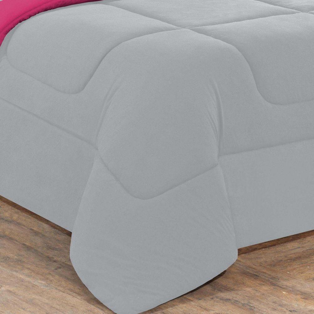 Kit Edredom Malha 100% Algodão Gran Moratta 3 Peças Queen - Cinza-pink. - 2