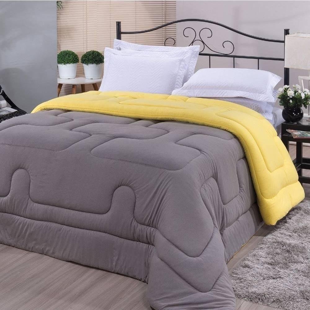 Edredom Dupla Face 100% Algodão Malha King Gran Moratta 01 Peça - Cinza-amarelo - 2